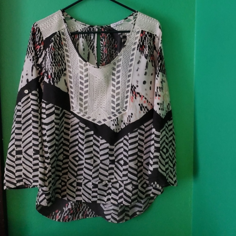 Azzaria multi color top with lace embellisments